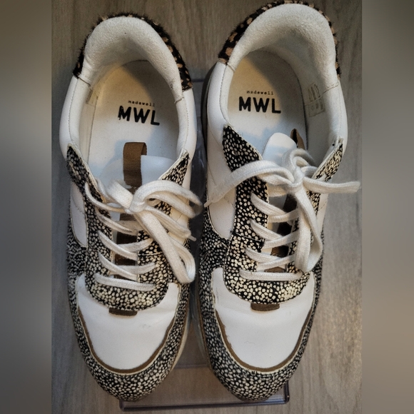 Madewell Kickoff Trainer Sneakers White, Black, Brown Calfhair 9.5 - Picture 3 of 14